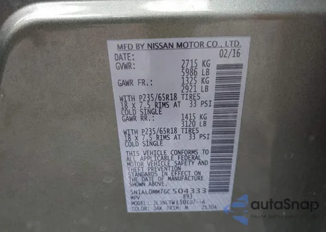 2016 Infiniti Qx60 z USA, uszkodzony, nr VIN 5N1AL0MM7GC504333